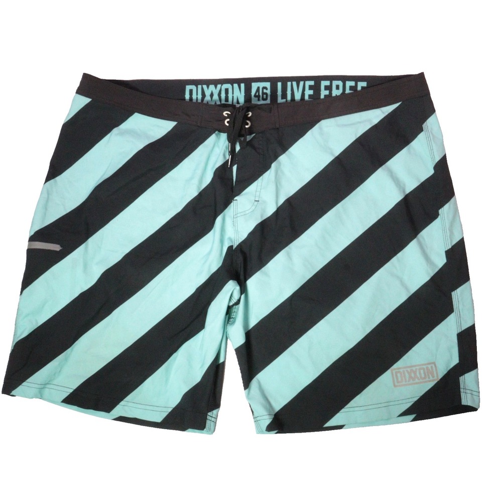 Dixxon Swim Shorts Mens 46 Blue Striped Unlined Swim Board Trunks Drawstrings